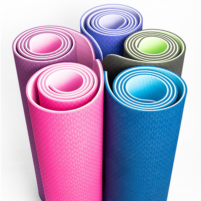 योग व्यायाम करने वालों के लिए डबल लेयर सिंगल लेयर टीपीई योगा मैट कस्टम लोगो 6 एमएम